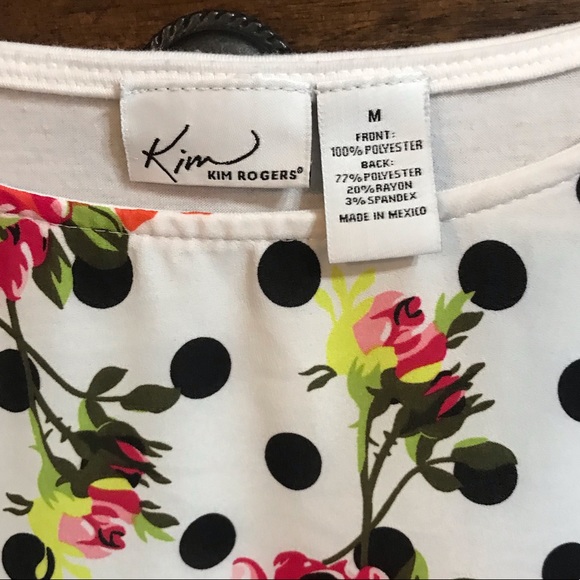 Kim Rogers PolkaDots Floral Top Size M - Picture 2 of 3